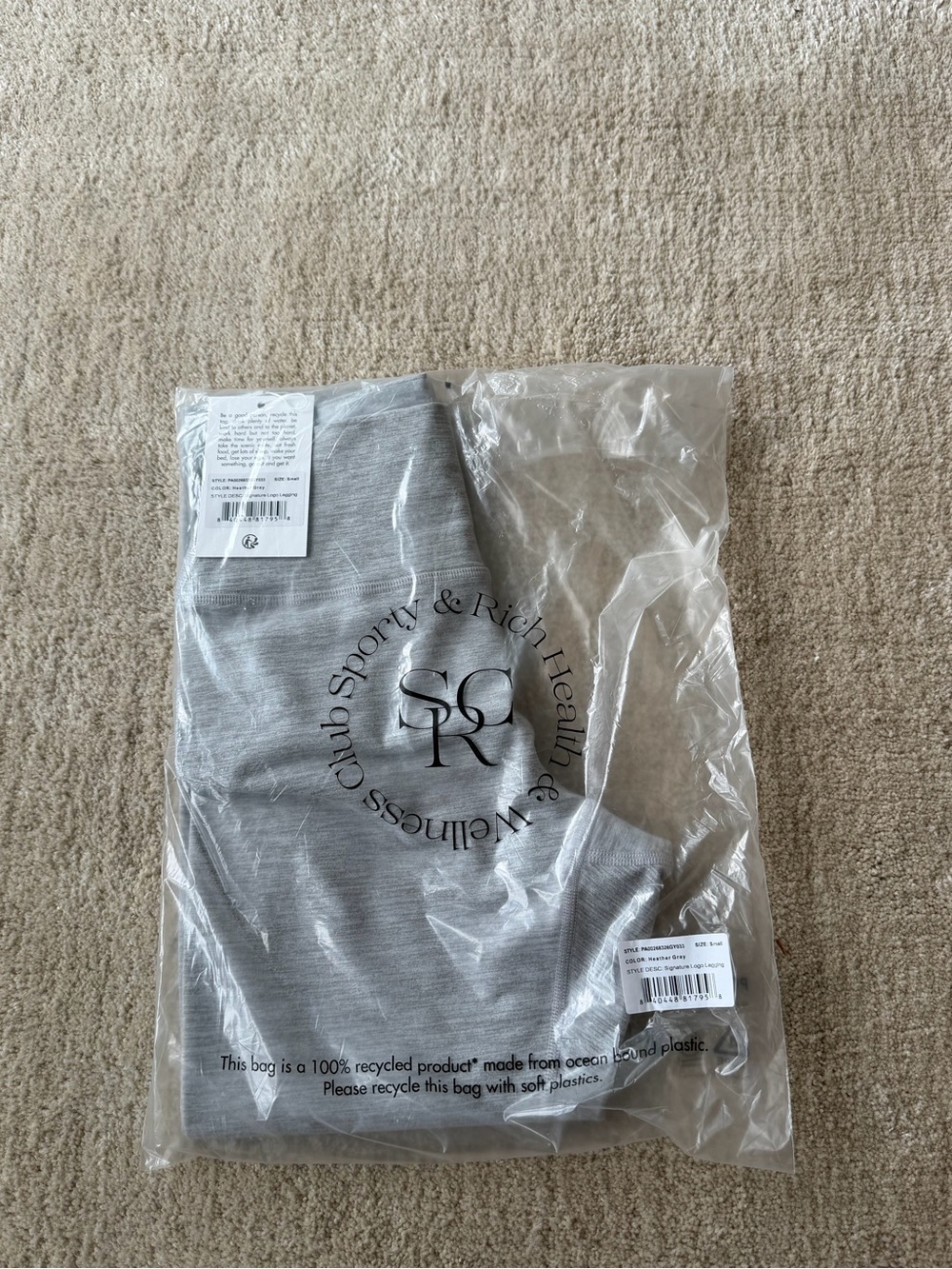 Sporty & Rich Heather Gray Leggings - Signature Logo